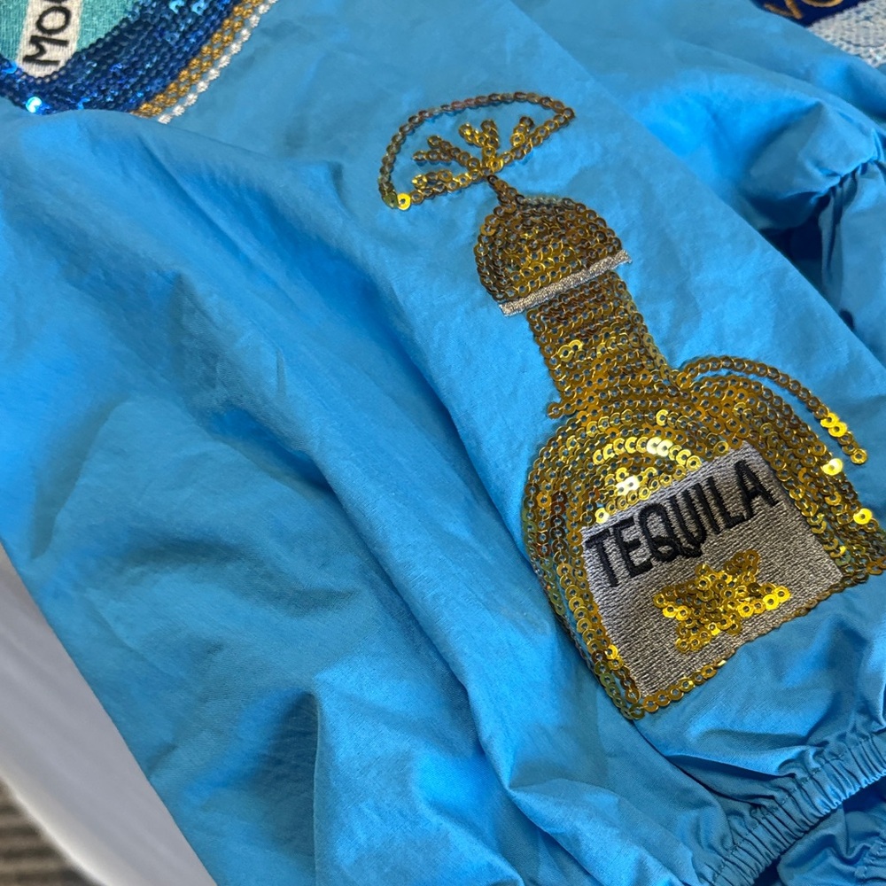 Blue Embellished Cocktail Bottle mini Dress size M - Picture 6 of 6